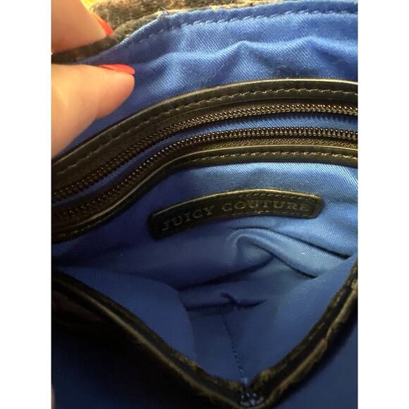 Juicy Couture Crossbody Shoulder Bag  Velour Black and Gray - Picture 5 of 5